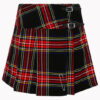 Women Black Stewart Tartan Mini Kilt F