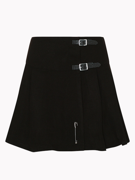 Women Black Tartan Kilt F