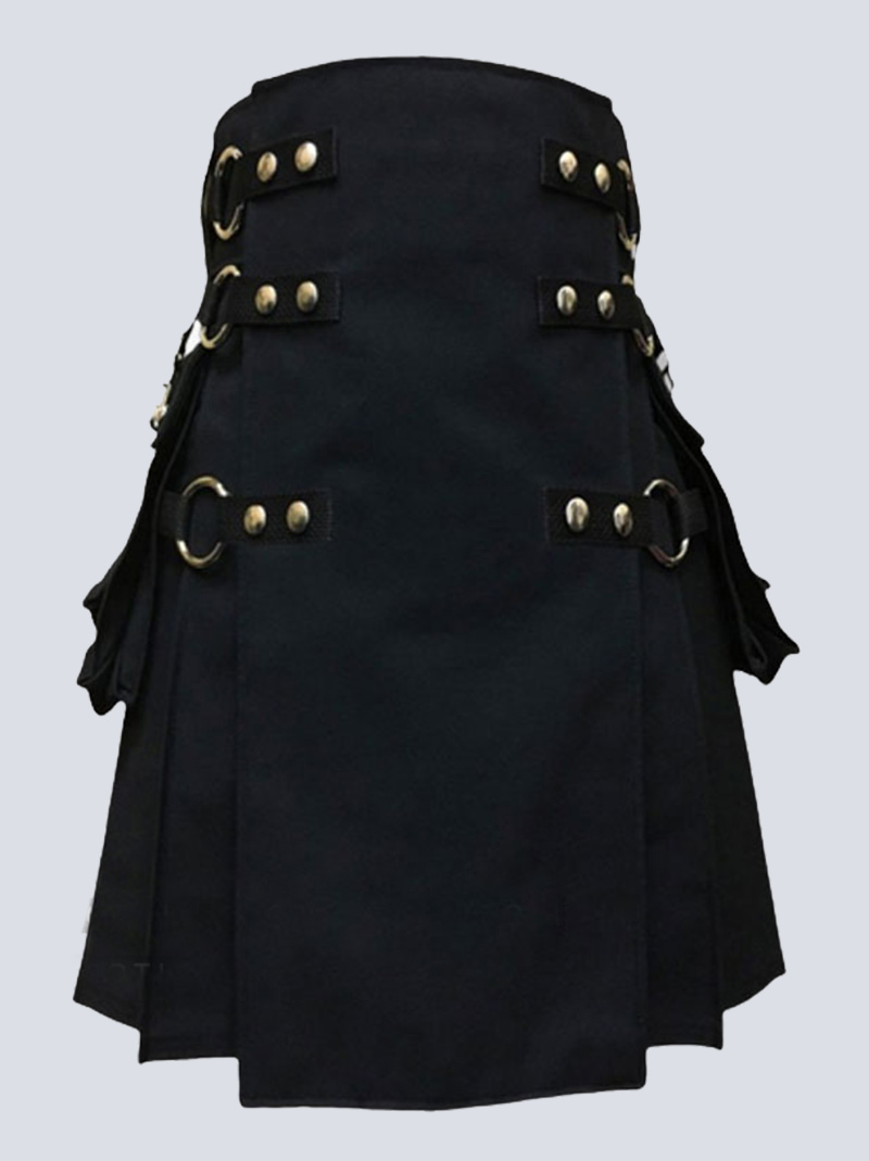black gothic utility kilt with detachable aprron f