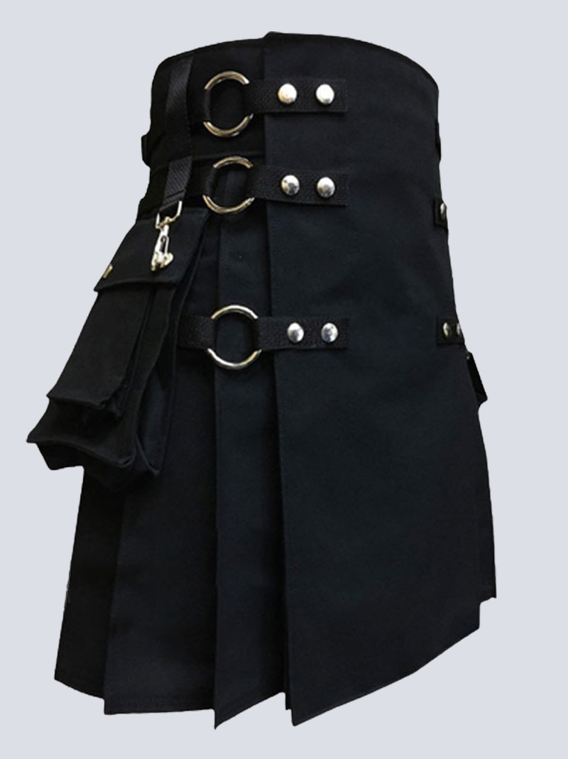black gothic utility kilt with detachable aprron rs