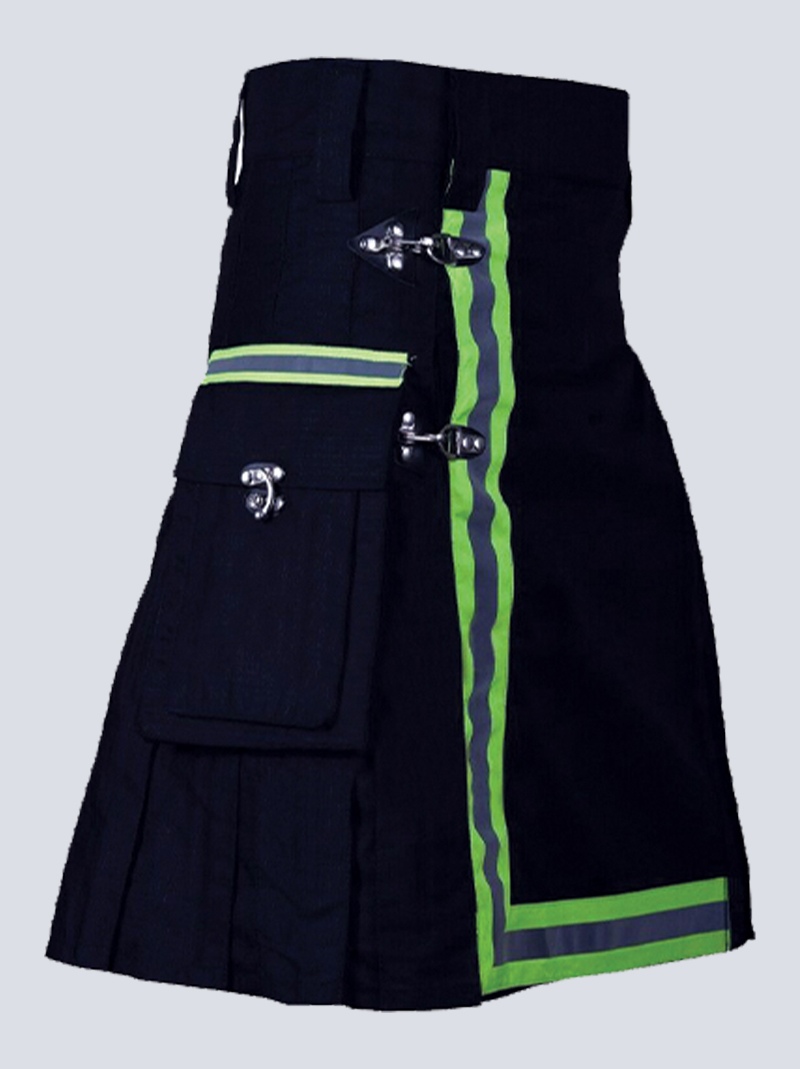 mens navy blue firefighter kilt with flap pockets rs