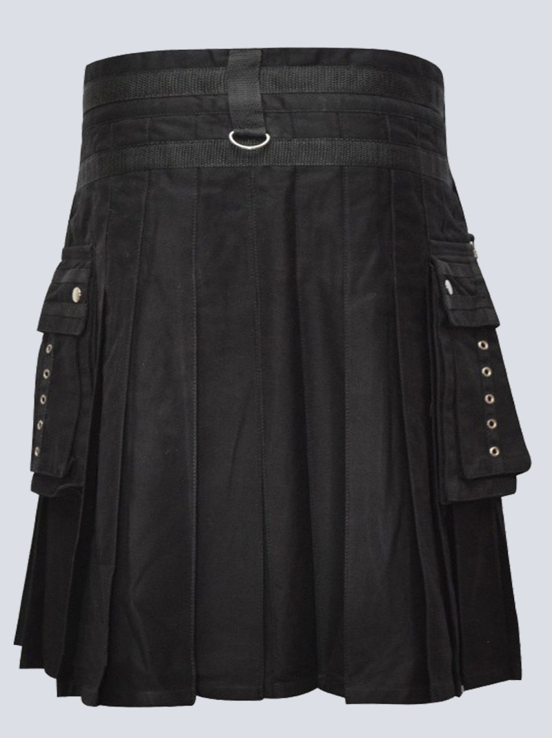 scottish black and purple fashion utility kilt b